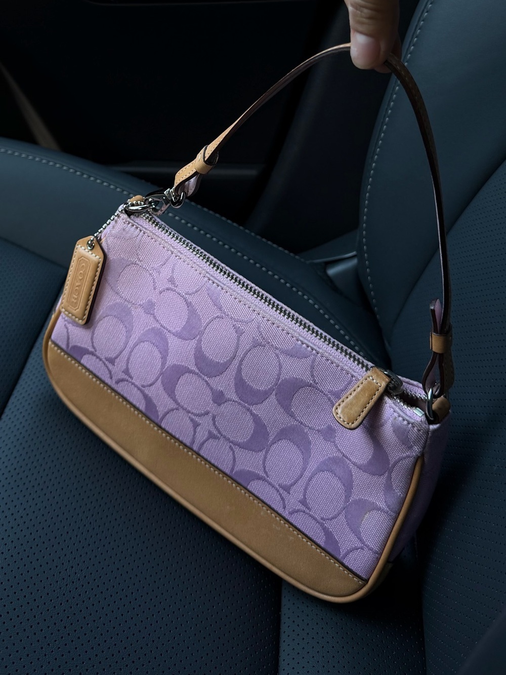 🍎🍎SOLD🍎🍎Vintage Coach Pink Lavender Signature Mini Baguette Y2K Shoulder Bag